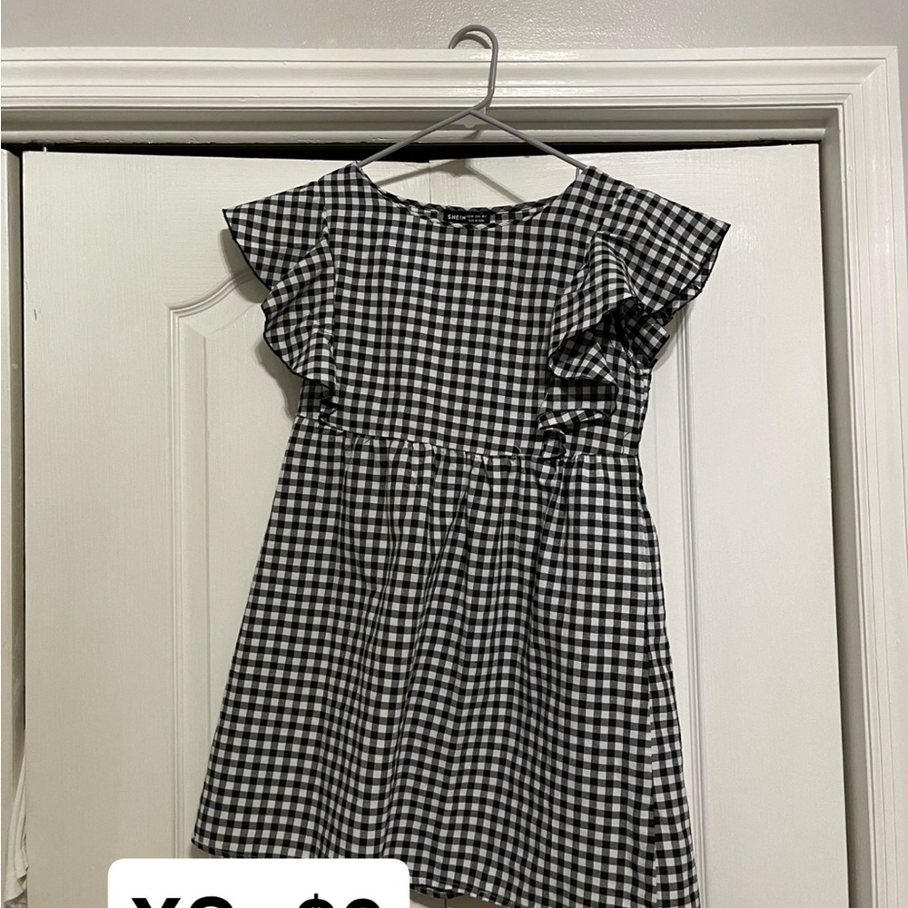 Kids Black and White Checkered Dress